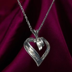 Sterling Silver Open Heart Necklace with Genuine Diamonds!